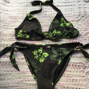 Green Floral Bathing Suit Set